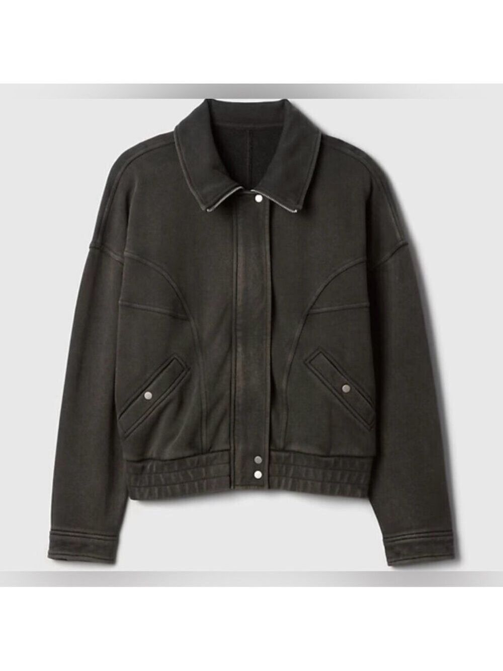 Gap Cropped Heavyweight French Terry Bomber Jacket NWOT XXS Slouchy baggy - Picture 4 of 5